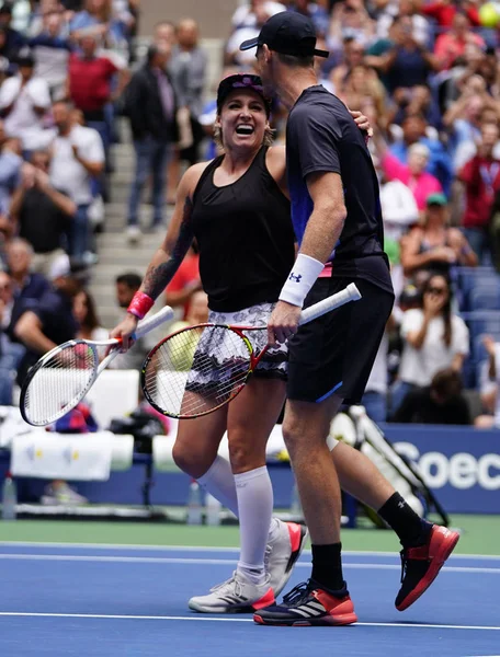 New York September 2018 2018 Open Gemengddubbel Kampioenen Bethanie Mattek — Stockfoto