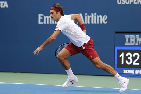 Nova Iorque Setembro 2018 Campeão Grand Slam Roger Federer Suíça — Fotografia de Stock