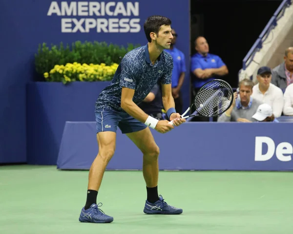 ニューヨーク 2018 2018年米国オープン チャンピオンのジョコビッチ フアンマルティンデルポトロ Usta ナショナル テニス センターでの彼の最終戦でセルビア — ストック写真