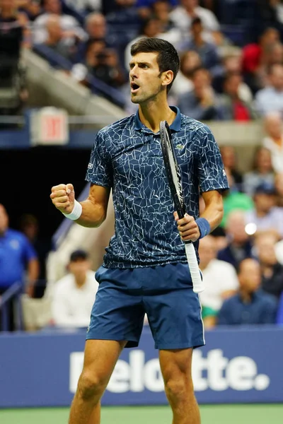 ニューヨーク 2018 2018年米国オープン チャンピオンのジョコビッチ フアンマルティンデルポトロ Usta ナショナル テニス センターでの彼の最終戦でセルビア — ストック写真