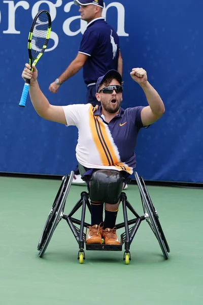 New York September 2018 Rollstuhltennisspieler Dylan Alcott Aus Australien Feiert — Stockfoto