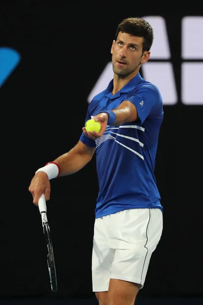 Melbourne Austrália Janeiro 2019 Vezes Campeão Grand Slam Novak Djokovic — Fotografia de Stock