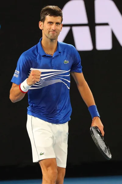 Melbourne Australia Styczeń 2019 Czas Wielkiego Szlema Mistrz Novak Djokovic — Zdjęcie stockowe