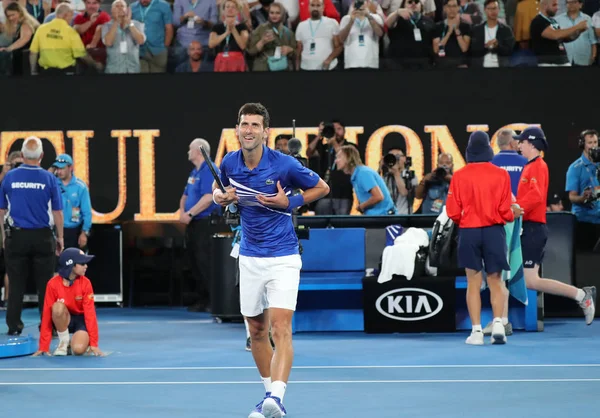 Melbourne Austrália Janeiro 2019 Vezes Campeão Grand Slam Novak Djokovic — Fotografia de Stock