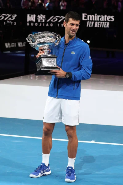 Melbourne Australien Januari 2019 2019 Australiska Öppna Mästaren Novak Djokovic — Stockfoto