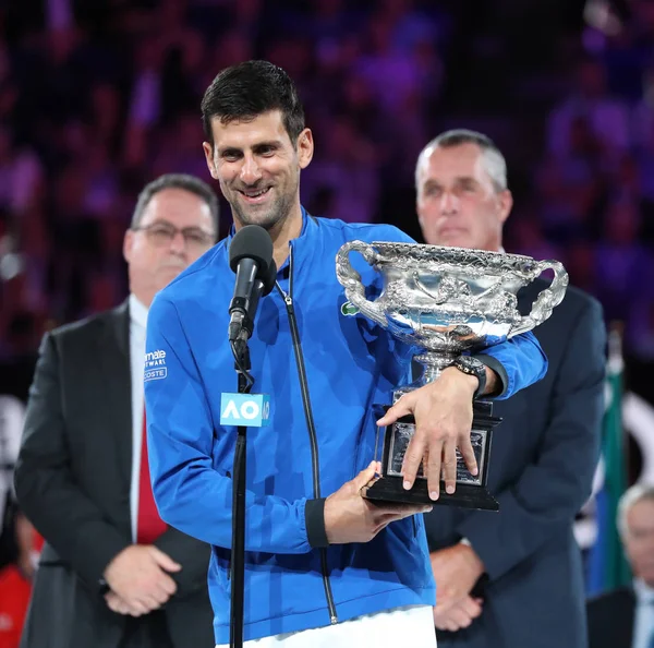 Melbourne Australia Styczeń 2019 2019 Australian Open Mistrz Novak Djokovic — Zdjęcie stockowe