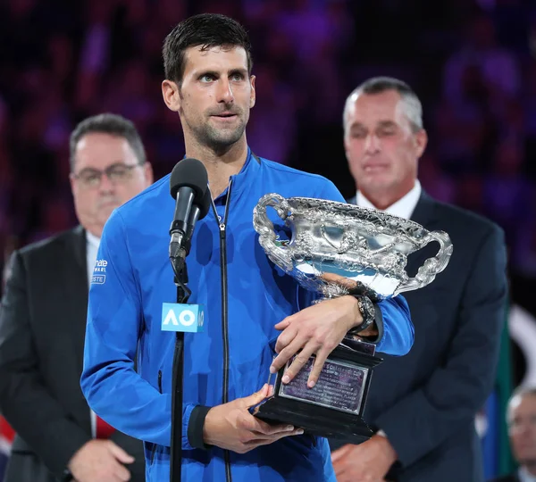 Melbourne Australia Styczeń 2019 2019 Australian Open Mistrz Novak Djokovic — Zdjęcie stockowe