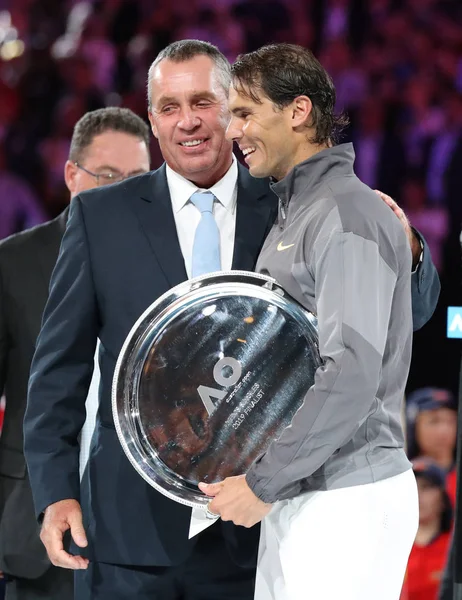 Melbourne Australia Stycznia 2019 Grand Slam Mistrzem Ivan Lendl Gratuluje — Zdjęcie stockowe