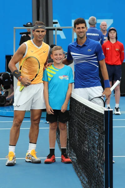 Melbourne Avustralya Ocak 2019 Grand Slam Şampiyonu Rafael Nadal Novak — Stok fotoğraf