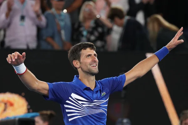 Melbourne Avustralya Ocak 2019 2019 Avustralya Açık Şampiyonu Novak Djokovic — Stok fotoğraf