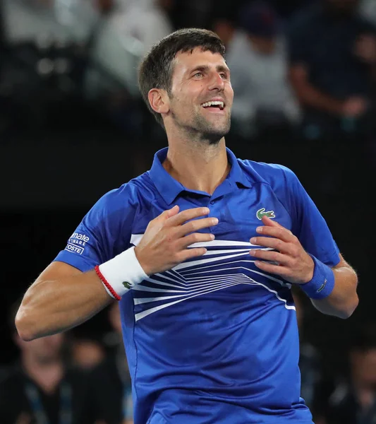 Melbourne Australia Gennaio 2019 Campione Australiano Open 2019 Novak Djokovic — Foto Stock