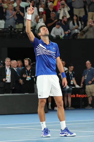 Melbourne Australia Gennaio 2019 Campione Australiano Open 2019 Novak Djokovic — Foto Stock