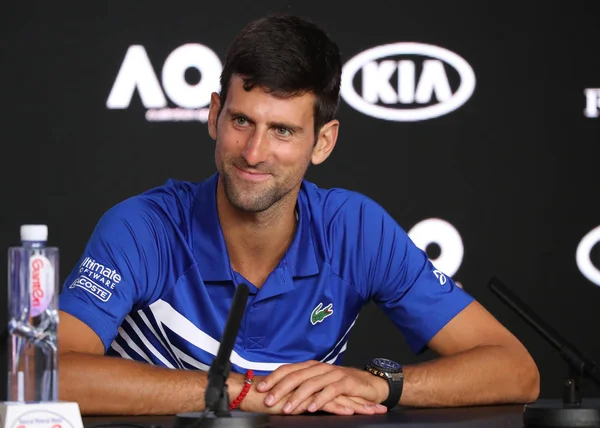 Melbourne Austrália Janeiro 2019 2019 Campeão Aberto Austrália Novak Djokovic — Fotografia de Stock