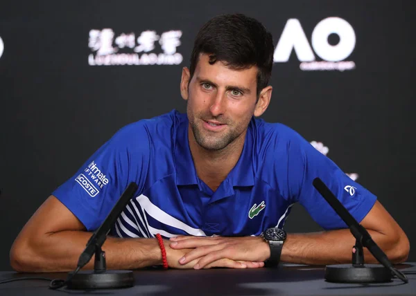 Melbourne Austrália Janeiro 2019 2019 Campeão Aberto Austrália Novak Djokovic — Fotografia de Stock