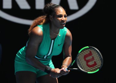 Melbourne, Avustralya - 23 Ocak 2019: 23 kez Grand Slam şampiyonu Serena Williams eylem onun çeyrek final maçında 2019 Avustralya Açık Melbourne park sırasında Amerika Birleşik Devletleri 