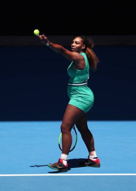 Melbourne, Avustralya - 23 Ocak 2019: 23 kez Grand Slam şampiyonu Serena Williams eylem onun çeyrek final maçında 2019 Avustralya Açık Melbourne park sırasında Amerika Birleşik Devletleri 