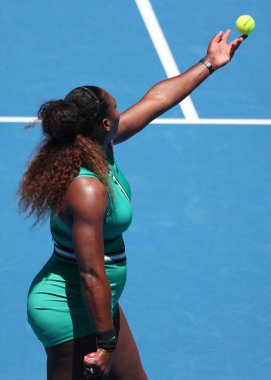 Melbourne, Avustralya - 23 Ocak 2019: 23 kez Grand Slam şampiyonu Serena Williams eylem onun çeyrek final maçında 2019 Avustralya Açık Melbourne park sırasında Amerika Birleşik Devletleri 