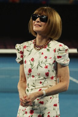 Melbourne, Avustralya - 23 Ocak 2019: Anna Wintour 2019 onur genel yayın yönetmeni Vogue dergisi Avustralya Açık sırasında kadın yarı final maç Rod Laver Arena'da Melbourne Park 