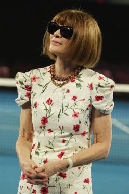 Melbourne, Avustralya - 23 Ocak 2019: Anna Wintour 2019 onur genel yayın yönetmeni Vogue dergisi Avustralya Açık sırasında kadın yarı final maç Rod Laver Arena'da Melbourne Park 