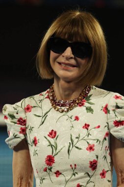 Melbourne, Avustralya - 23 Ocak 2019: Anna Wintour 2019 onur genel yayın yönetmeni Vogue dergisi Avustralya Açık sırasında kadın yarı final maç Rod Laver Arena'da Melbourne Park 