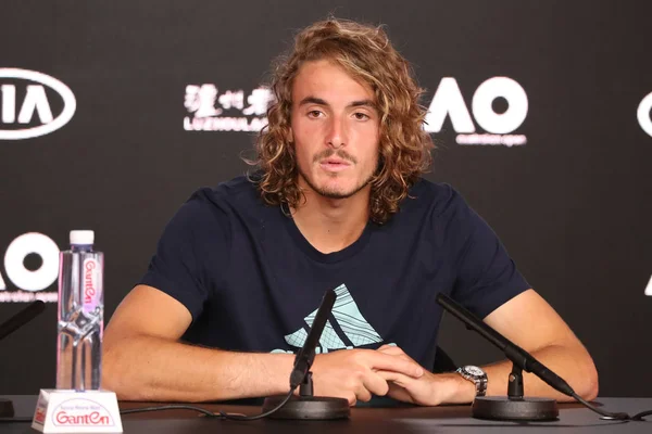 Melbourne Austrália Janeiro 2019 Jogador Profissional Tênis Stefanos Tsitsipas Grécia — Fotografia de Stock