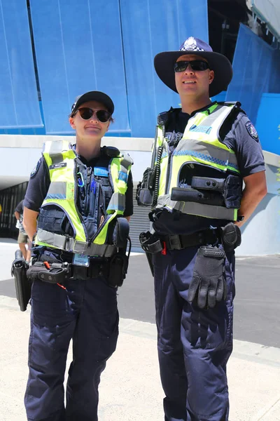 Melbourne Austrália Janeiro 2019 Victoria Police Constable Fornece Segurança Olympic — Fotografia de Stock