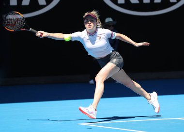 Melbourne, Avustralya - 23 Ocak 2019: Profesyonel tenisçi onun çeyrek final maçında 2019 Avustralya Açık Melbourne Park sırasında Ukrayna hareketsizlik, Elina Svitolina