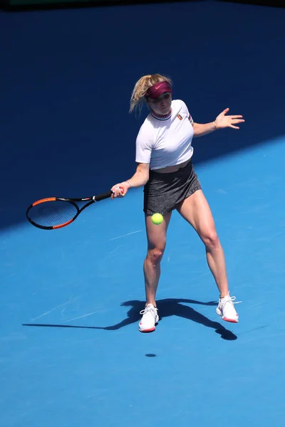 澳大利亚墨尔本 2019年1月23日 乌克兰职业网球运动员埃莉娜 斯维托利娜在墨尔本公园2019年澳网四分之一决赛中的不作为 — 图库照片