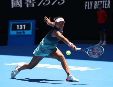 MELBOURNE, AUSTRALYA - 24 Ocak 2019: Grand Slam şampiyonu Japon Naomi Osaka, Melbourne Park 'taki 2019 Avustralya Açık' ta oynanan yarı final karşılaşmasında