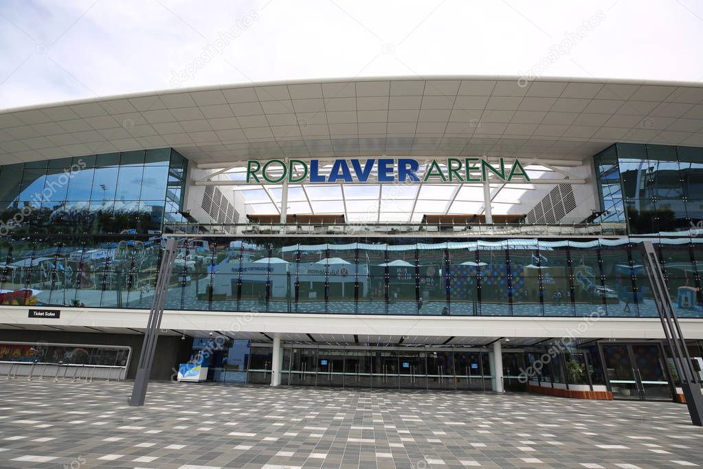 MELBOURNE, AUSTRALIA - JANUARY 27, 2019: Rod Laver arena during 2019 Australian Open match at Australian tennis center in Melbourne Park. It is the main venue for the Australian Open since 1988