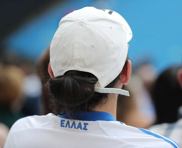 Melbourne Australië Januari 2019 Griekse Tennisfans Tennisser Stefanos Tsitsipas Ondersteunen — Stockfoto