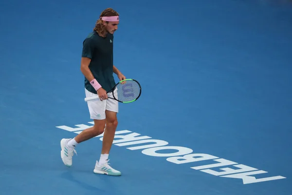 Melbourne Australia Enero 2019 Tenista Profesional Stefanos Tsitsipas Grecia Acción — Foto de Stock