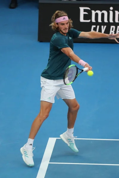 Melbourne Australia Enero 2019 Tenista Profesional Stefanos Tsitsipas Grecia Acción — Foto de Stock