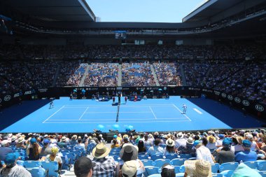 Melbourne, Avustralya - 22 Ocak 2019: Rod Laver arena 2019 sırasında aynı Melbourne Park Avustralyalı Tenis Merkezi Avustralya açık. 1988'den beri Avustralya Açık Ana mekanı oldu 