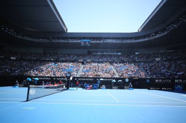 Melbourne, Avustralya - 22 Ocak 2019: Rod Laver arena 2019 sırasında aynı Melbourne Park Avustralyalı Tenis Merkezi Avustralya açık. 1988'den beri Avustralya Açık Ana mekanı oldu 
