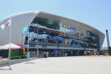 Melbourne, Avustralya - 24 Ocak 2019: Rod Laver arena 2019 Avustralya Açık Melbourne Park Avustralyalı Tenis merkezi sırasında. 1988'den beri Avustralya Açık Ana mekanı oldu 