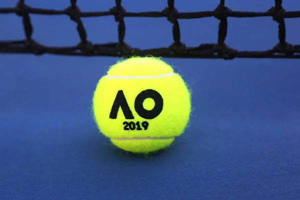 Melbourne Austrália Janeiro 2019 Bola Tênis Dunlop Com Logotipo Australian — Fotografia de Stock