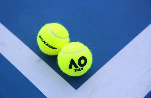 Melbourne Australië Januari 2019 Dunlop Tennisbal Met Australian Open Logo — Stockfoto