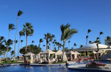 PUNTA CANA, DOMINICAN Cumhuriyet - 31 Aralık 2018: Punta Cana, Dominik Cumhuriyeti 'ndeki Iberostar Grand Hotel Bavaro tatil beldesi 