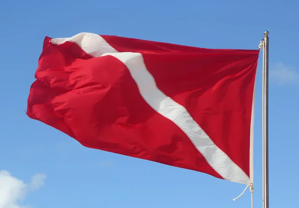 Taucher Tauchen Flagge Einen Himmel — Stockfoto