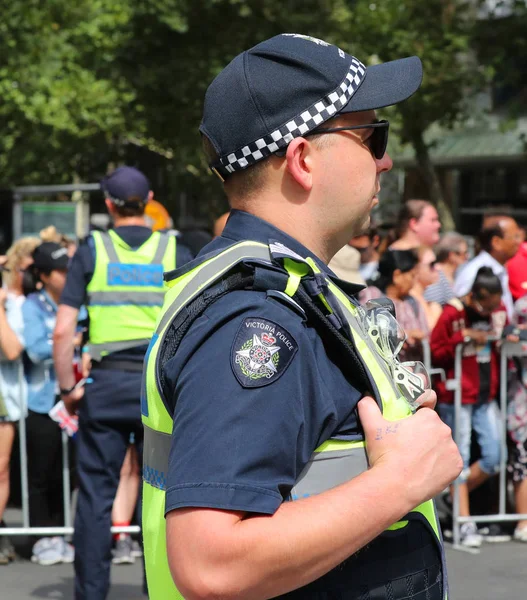 Melbourne Australia Enero 2019 Victoria Police Constable Proporciona Seguridad Durante —  Fotos de Stock