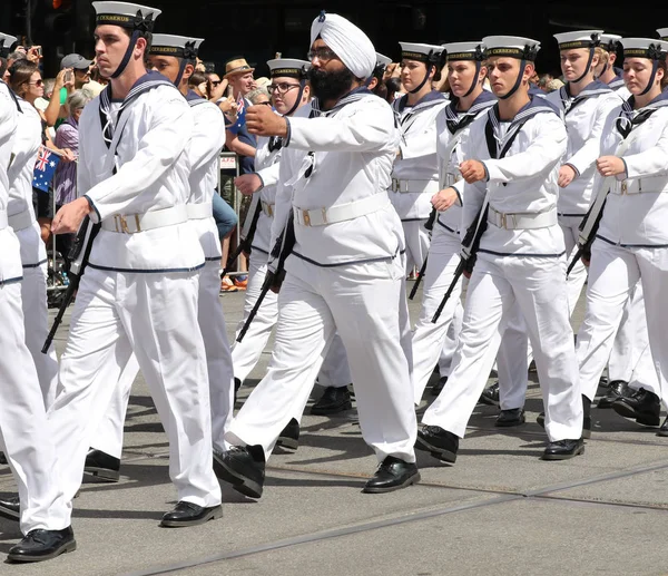 Melbourne Australia Enero 2019 Royal Australian Navy Marchando Durante Desfile — Foto de Stock