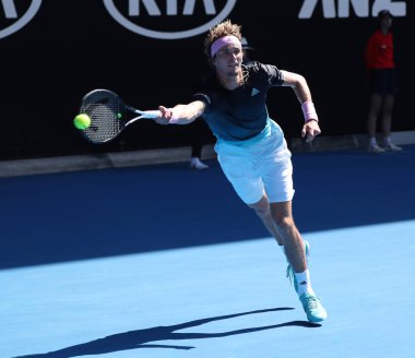 Melbourne, Avustralya - 21 Ocak 2019: Profesyonel tenis oyuncusu Alexander Zverev Almanya'nın onun turda 2019 Avustralya Açık Melbourne Park 16 maçın başında