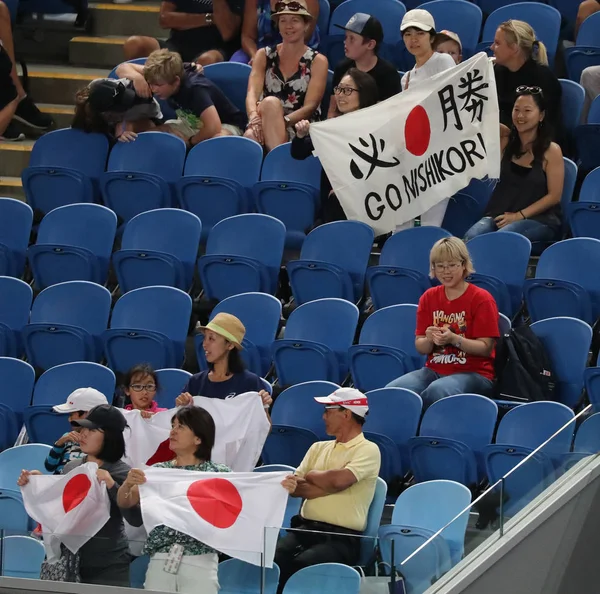 Melbourne Austrálie Ledna 2019 Japonské Tenisové Fanoušky Podporují Profesionální Tenista — Stock fotografie