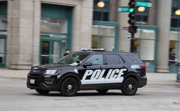 Chicago Illinois Marzo 2019 Chicago Metra Police Car Movimento Nel — Foto Stock