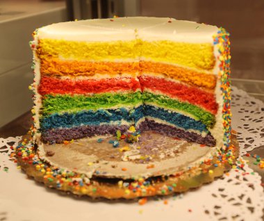 Lezzetli çok katmanlı gökkuşağı kek 