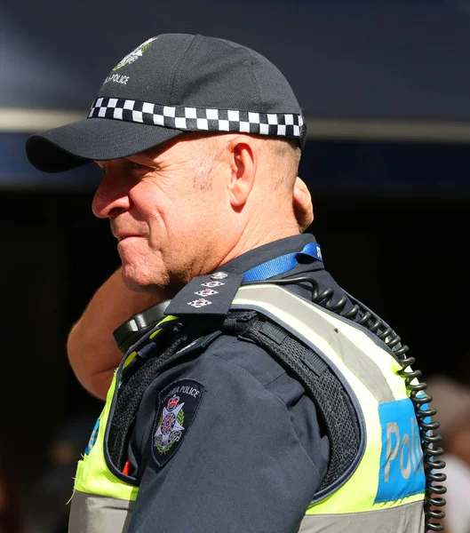 Melbourne Australia Enero 2019 Victoria Police Constable Proporciona Seguridad Durante —  Fotos de Stock