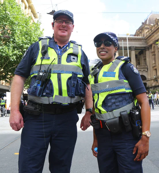 Melbourne Australia Січня 2019 Поліцейський Констебль Вікторії Забезпечує Безпеку Під — стокове фото