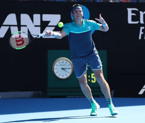 Melbourne Australia Enero 2019 Tenista Profesional Milos Raonic Canadá Acción — Foto de Stock