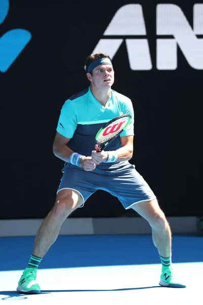 Melbourne Australia Enero 2019 Tenista Profesional Milos Raonic Canadá Acción — Foto de Stock